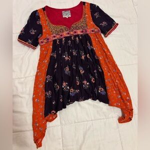 Floreat Floral Patchwork Embroidered Tunic | Anthropologie Boho Top